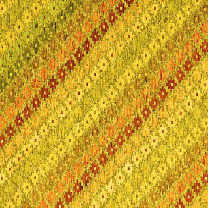 Square Machine Washable Southwestern Yellow Country Rug, wshcon2094yw