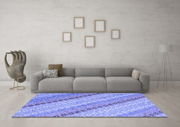 Machine Washable Southwestern Blue Country Rug in a Living Room, wshcon2094blu