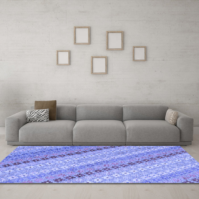 Machine Washable Southwestern Blue Country Rug in a Living Room, wshcon2094blu
