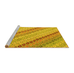 Sideview of Machine Washable Southwestern Yellow Country Rug, wshcon2094yw