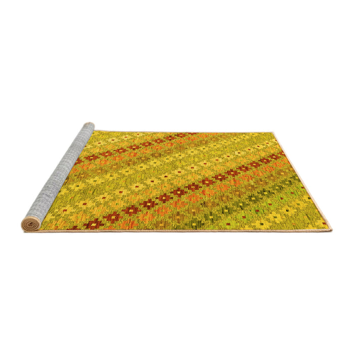 Sideview of Machine Washable Southwestern Yellow Country Rug, wshcon2094yw