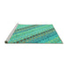 Sideview of Machine Washable Southwestern Turquoise Country Area Rugs, wshcon2094turq