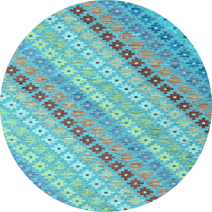Round Southwestern Light Blue Country Rug, con2094lblu
