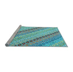 Sideview of Machine Washable Southwestern Light Blue Country Rug, wshcon2094lblu