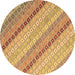 Round Machine Washable Southwestern Brown Country Rug, wshcon2094brn