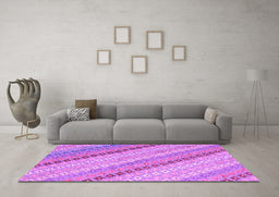 Machine Washable Southwestern Purple Country Area Rugs in a Living Room, wshcon2094pur