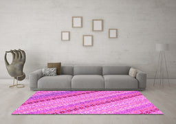 Machine Washable Southwestern Pink Country Rug in a Living Room, wshcon2094pnk
