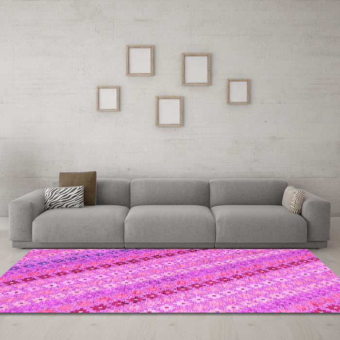 Machine Washable Southwestern Pink Country Rug in a Living Room, wshcon2094pnk