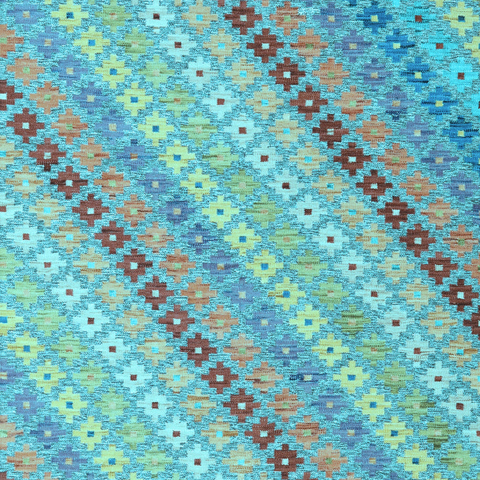 Machine Washable Southwestern Light Blue Country Rug, wshcon2094lblu