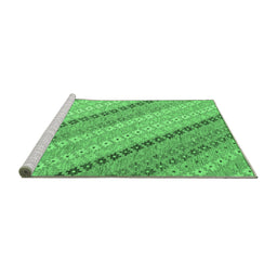 Sideview of Machine Washable Southwestern Emerald Green Country Area Rugs, wshcon2094emgrn