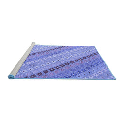 Sideview of Machine Washable Southwestern Blue Country Rug, wshcon2094blu