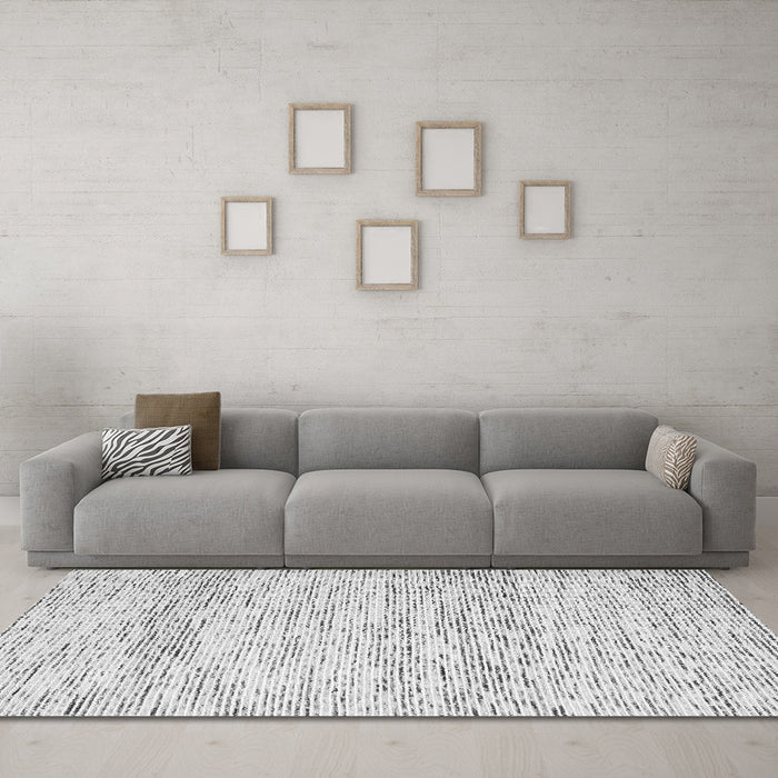 Machine Washable Solid Gray Modern Rug in a Living Room,, wshcon2095gry
