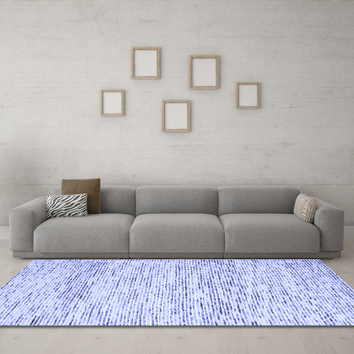 Machine Washable Solid Blue Modern Rug in a Living Room, wshcon2095blu