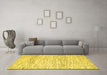 Machine Washable Solid Yellow Modern Rug in a Living Room, wshcon2095yw