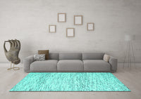 Machine Washable Solid Turquoise Modern Rug, wshcon2095turq