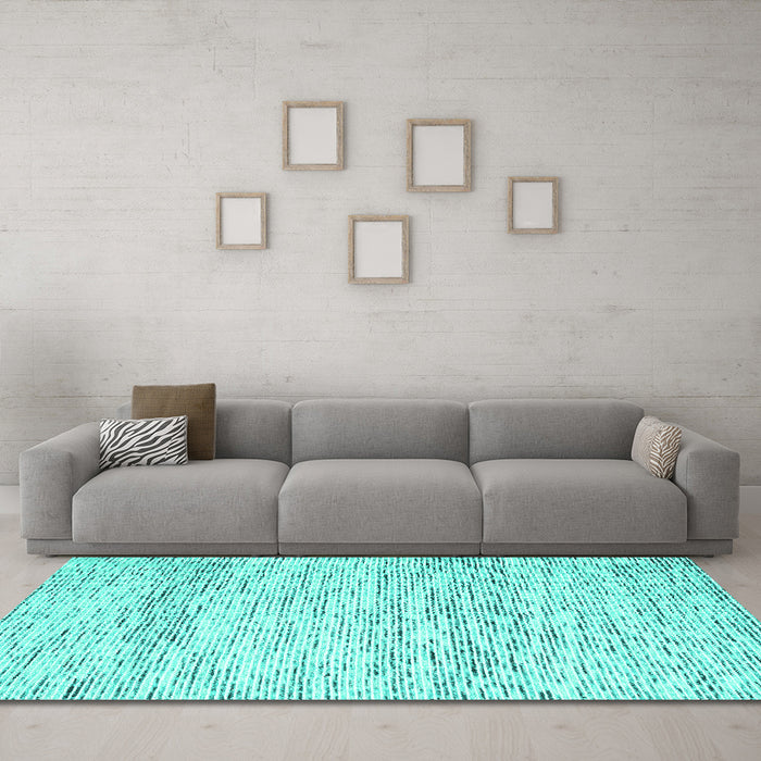Machine Washable Solid Turquoise Modern Area Rugs in a Living Room,, wshcon2095turq