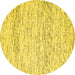 Round Machine Washable Solid Yellow Modern Rug, wshcon2095yw