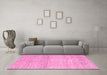 Machine Washable Abstract Pink Contemporary Rug in a Living Room, wshcon2096pnk
