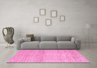 Machine Washable Abstract Pink Contemporary Rug, wshcon2096pnk