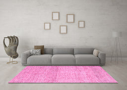 Machine Washable Abstract Pink Contemporary Rug in a Living Room, wshcon2096pnk