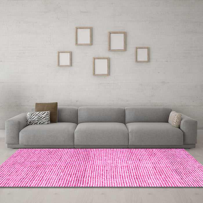 Machine Washable Abstract Pink Contemporary Rug in a Living Room, wshcon2096pnk