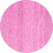 Round Machine Washable Abstract Pink Contemporary Rug, wshcon2096pnk