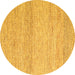 Round Abstract Yellow Contemporary Rug, con2096yw