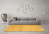 Machine Washable Abstract Yellow Contemporary Rug, wshcon2096yw