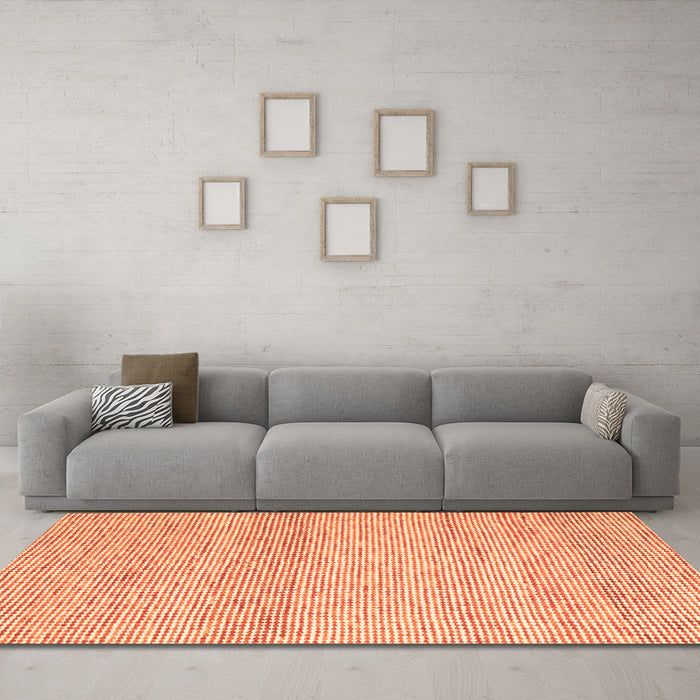 Machine Washable Abstract Orange Contemporary Area Rugs in a Living Room, wshcon2096org