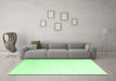 Machine Washable Abstract Emerald Green Contemporary Area Rugs in a Living Room,, wshcon2097emgrn