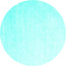 Round Abstract Turquoise Contemporary Rug, con2097turq