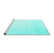 Sideview of Machine Washable Abstract Turquoise Contemporary Area Rugs, wshcon2097turq