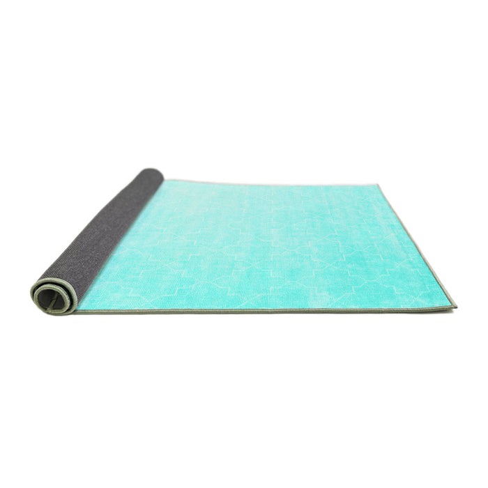 Sideview of Abstract Turquoise Contemporary Rug, con2097turq