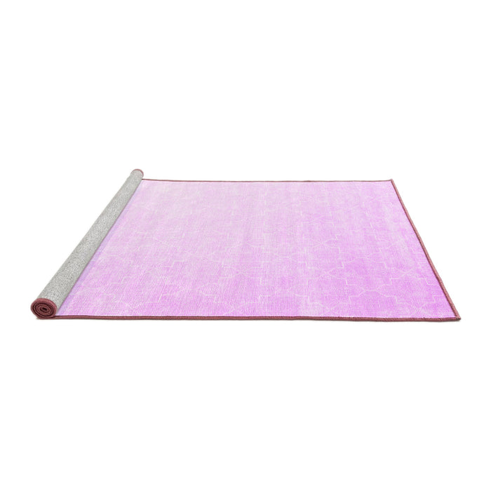 Sideview of Machine Washable Abstract Pink Contemporary Rug, wshcon2097pnk
