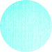 Round Machine Washable Abstract Turquoise Contemporary Area Rugs, wshcon2098turq