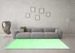 Machine Washable Abstract Green Contemporary Area Rugs in a Living Room,, wshcon2098grn