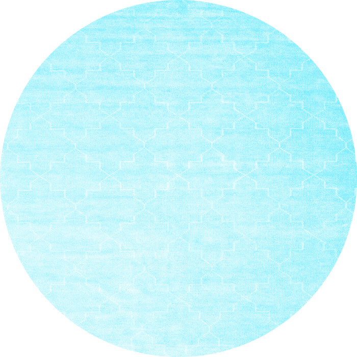Round Abstract Light Blue Contemporary Rug, con2098lblu