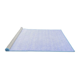 Sideview of Machine Washable Abstract Blue Contemporary Rug, wshcon2098blu