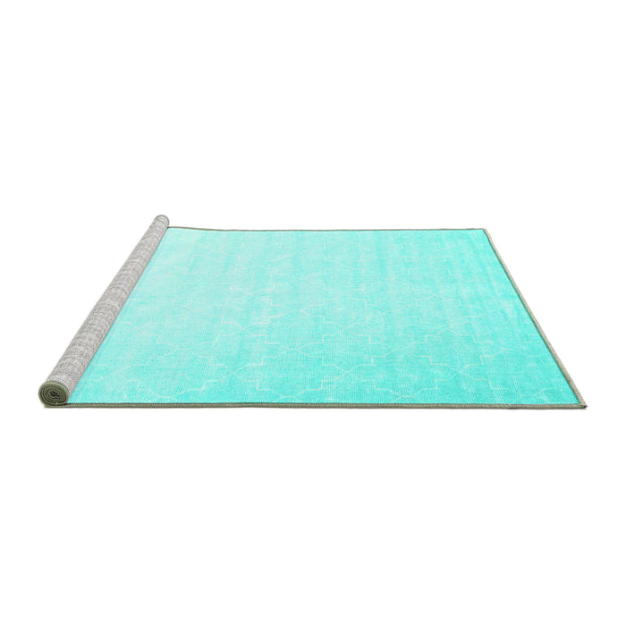 Sideview of Machine Washable Abstract Turquoise Contemporary Area Rugs, wshcon2098turq
