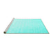 Sideview of Machine Washable Abstract Turquoise Contemporary Area Rugs, wshcon2098turq