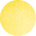 Round Machine Washable Abstract Yellow Contemporary Rug, wshcon2098yw