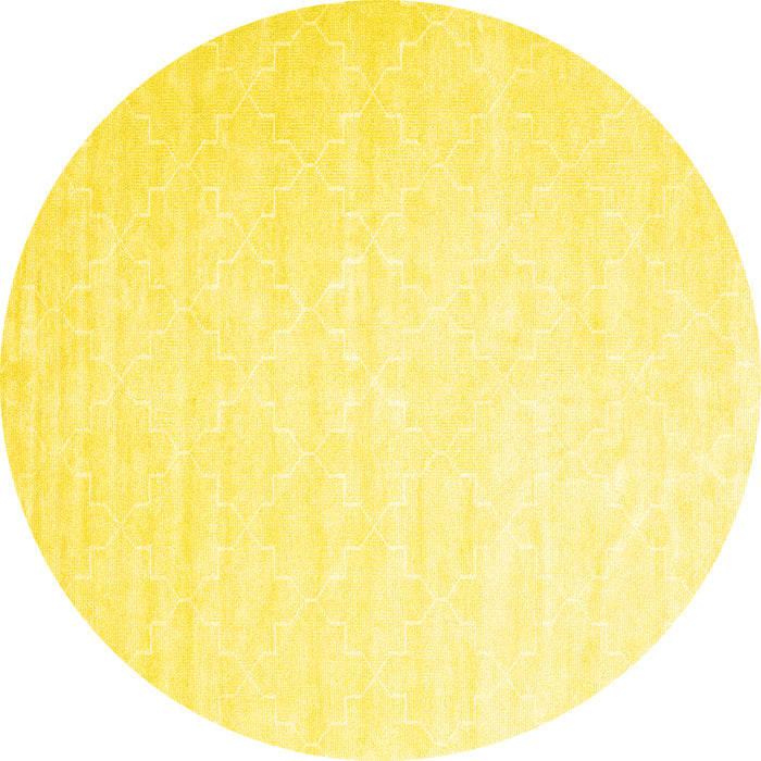 Round Abstract Yellow Contemporary Rug, con2098yw