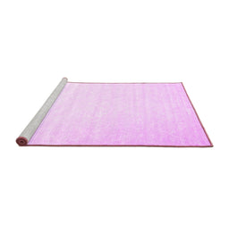 Sideview of Machine Washable Abstract Pink Contemporary Rug, wshcon2098pnk