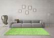 Machine Washable Abstract Green Contemporary Area Rugs in a Living Room,, wshcon2099grn