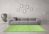 Machine Washable Abstract Green Contemporary Rug, wshcon2099grn