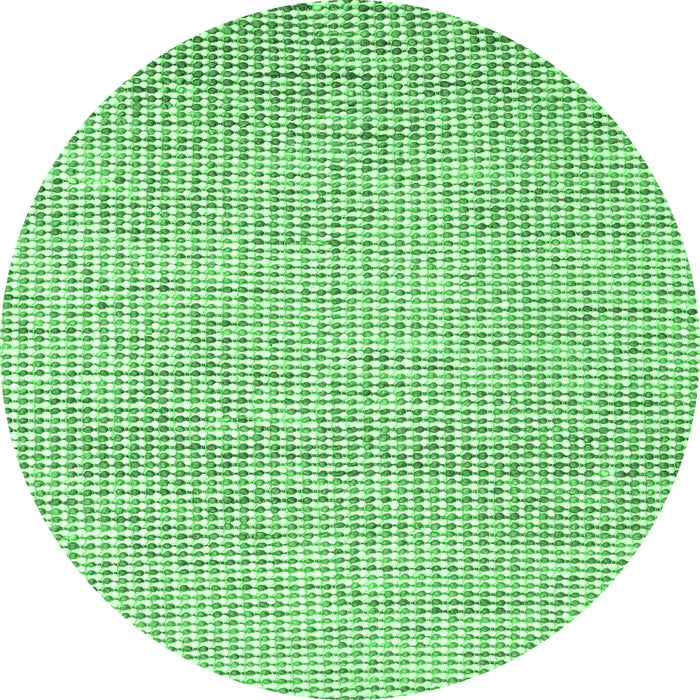 Round Machine Washable Abstract Emerald Green Contemporary Area Rugs, wshcon2099emgrn