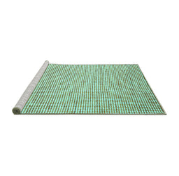 Sideview of Machine Washable Abstract Turquoise Contemporary Area Rugs, wshcon2099turq