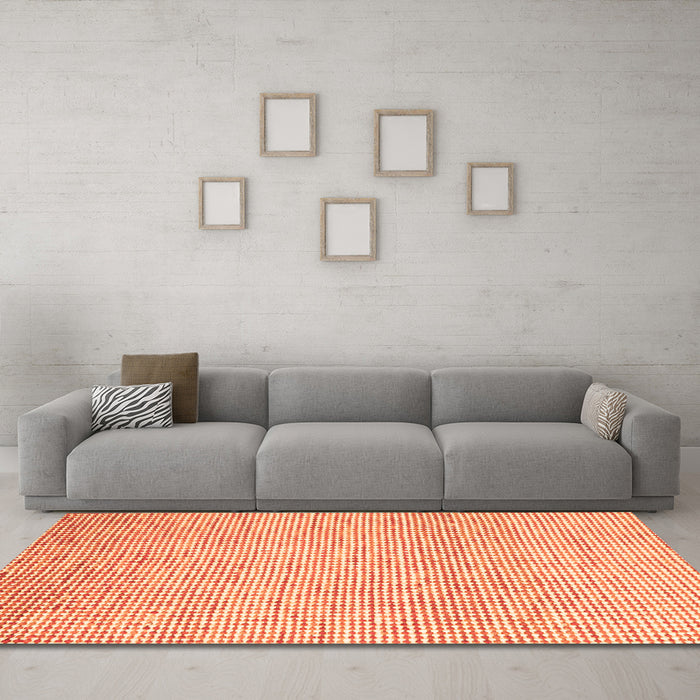 Machine Washable Abstract Orange Contemporary Area Rugs in a Living Room, wshcon2099org