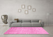 Machine Washable Abstract Pink Contemporary Rug in a Living Room, wshcon2099pnk