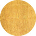 Round Abstract Yellow Contemporary Rug, con2099yw